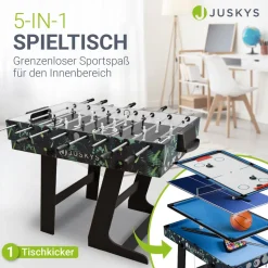 Juskys 5 in1 Spieltisch Ballzauber - klappbar mit Tischtennis, Kicker, Billard, Hockey & Basketball