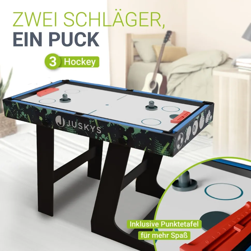 Juskys 5 in1 Spieltisch Ballzauber - klappbar mit Tischtennis, Kicker, Billard, Hockey & Basketball