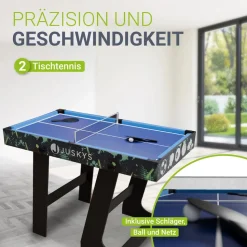 Juskys 5 in1 Spieltisch Ballzauber - klappbar mit Tischtennis, Kicker, Billard, Hockey & Basketball