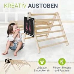 Juskys Kletterdreieck Movario Klein - Indoor Klettergerüst, Kletterdreieck und Kletterbogen, Rutsche