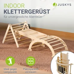 Juskys Kletterdreieck Movario Klein - Indoor Klettergerüst, Kletterdreieck und Kletterbogen, Rutsche