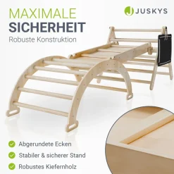 Juskys Kletterdreieck Movario Klein - Indoor Klettergerüst, Kletterdreieck und Kletterbogen, Rutsche