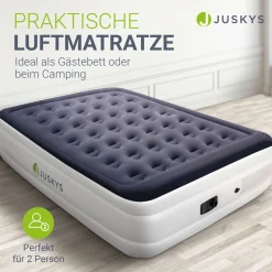 Juskys Luftmatratze Sapri L in Blau-Weiß - 2 Personen Luftbett selbstaufblasend - integrierter Pumpe