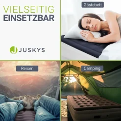 Juskys Luftmatratze Sapri L in Blau-Weiß - 2 Personen Luftbett selbstaufblasend - integrierter Pumpe