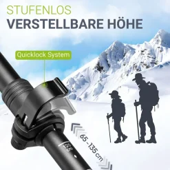 Juskys Nordic Walking Stöcke - Alu Teleskop Wanderstöcke, leicht, ausziehbar, Tasche - Schwarz