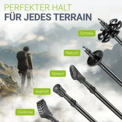 Juskys Nordic Walking Stöcke - Alu Teleskop Wanderstöcke, leicht, ausziehbar, Tasche - Schwarz