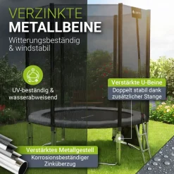 Juskys Trampolin JumpMaster S Ø 183 cm – Gartentrampolin mit Netz, Leiter & Bodenankern