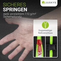 Juskys Trampolin JumpMaster S Ø 183 cm – Gartentrampolin mit Netz, Leiter & Bodenankern