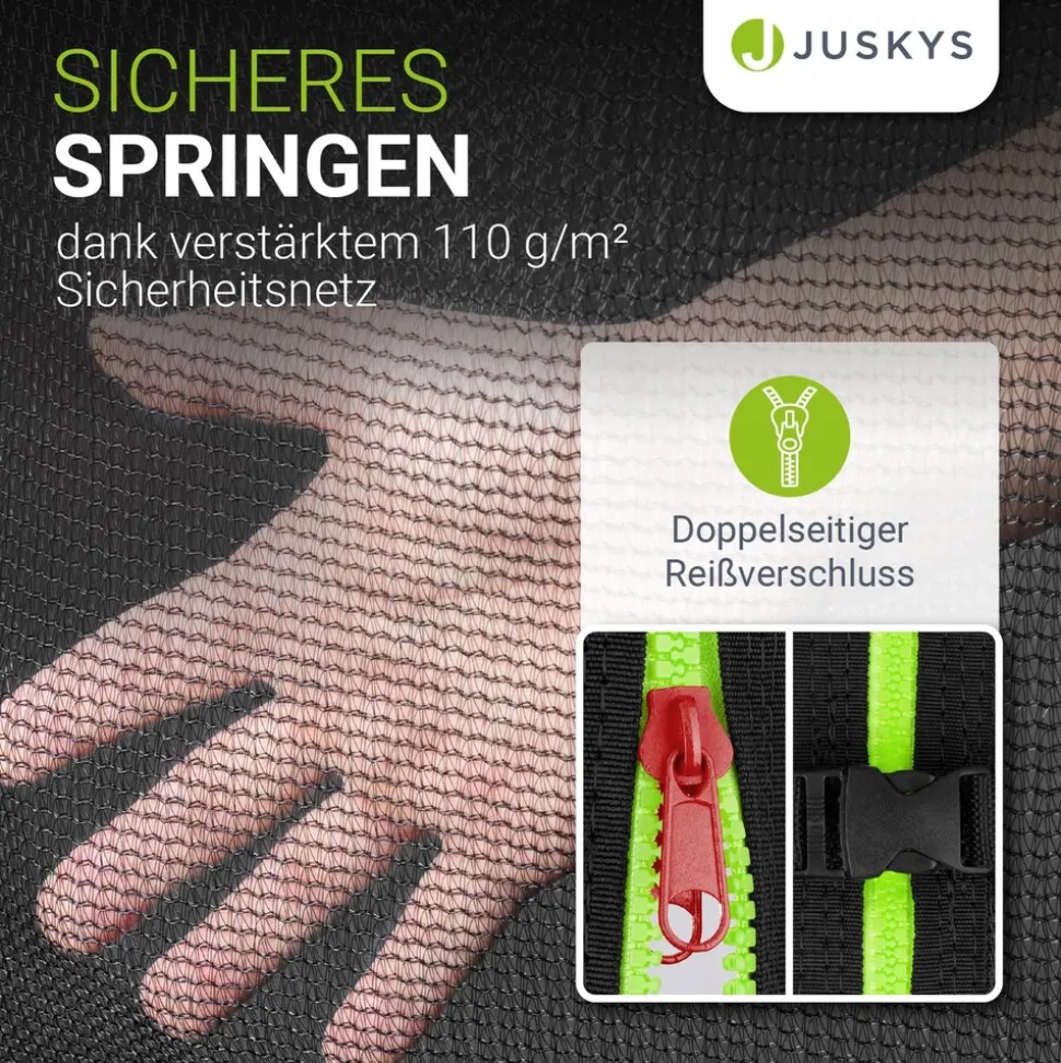 Juskys Trampolin JumpMaster S Ø 183 cm – Gartentrampolin mit Netz, Leiter & Bodenankern