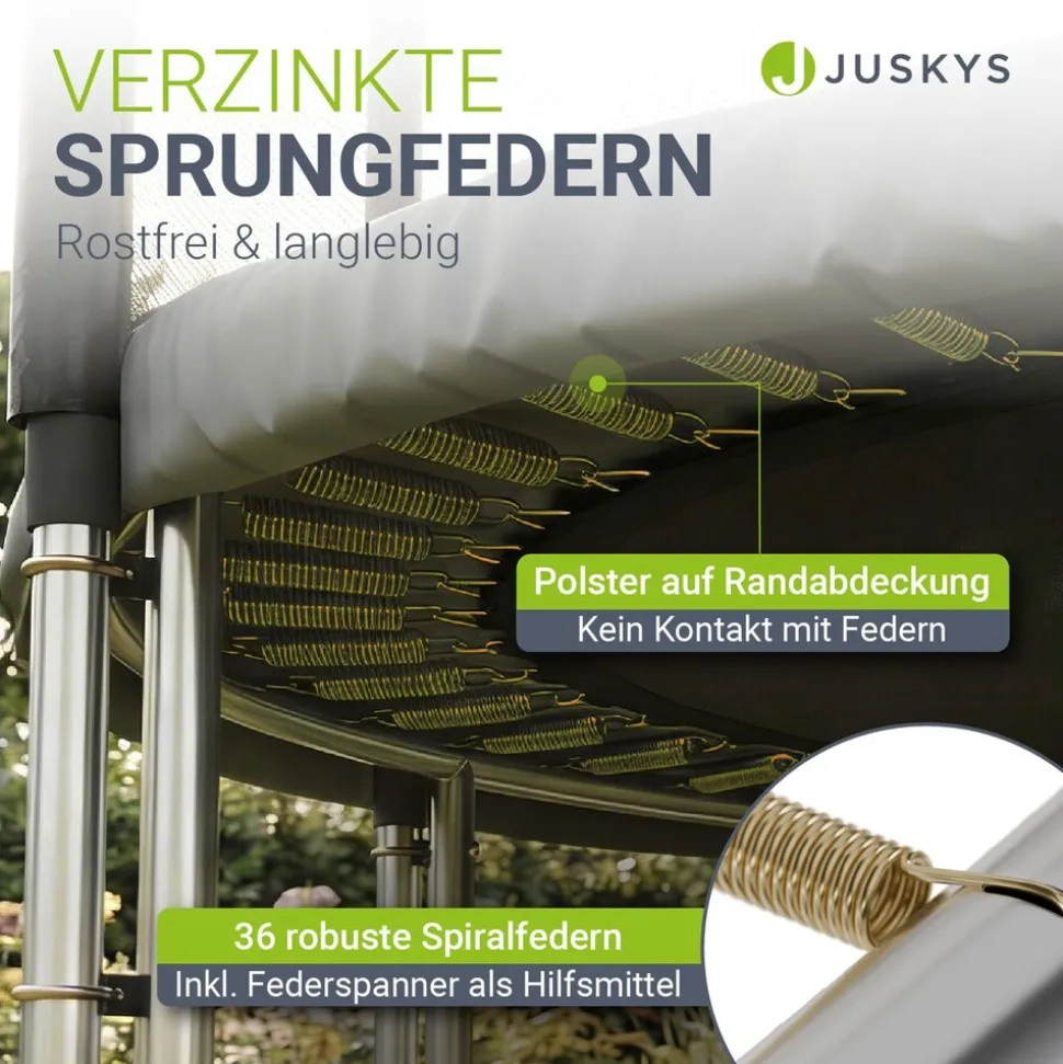 Juskys Trampolin JumpMaster S Ø 183 cm – Gartentrampolin mit Netz, Leiter & Bodenankern