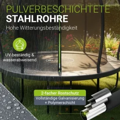 Juskys Trampolin SkyBounce S Ø 228 cm – Gartentrampolin mit PowerSpring Sprungfedern & Leiter