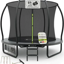 Juskys Trampolin SkyBounce S Ø 228 cm – Gartentrampolin mit PowerSpring Sprungfedern & Leiter