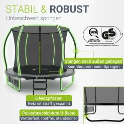 Juskys Trampolin SkyBounce S Ø 228 cm – Gartentrampolin mit PowerSpring Sprungfedern & Leiter