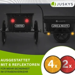 Juskys Transportanhänger Fahrradanhänger 90 Liter - Lastenanhänger mit Kupplung, Deichsel & Plane