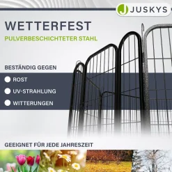Juskys Welpenauslauf Plus 160x160x80 cm, 8-teilig aus Metall mit Tür für Hunde, Hasen & Kleintiere