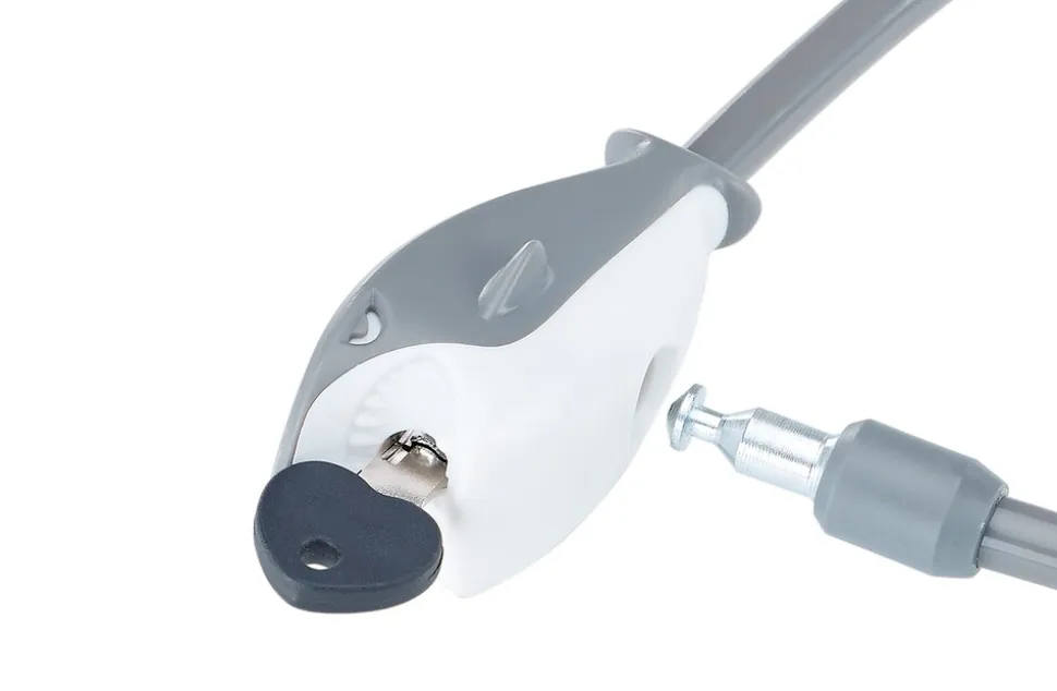 Kabelschloss, inkl. 2 Schlüssel, Automatisches Schließsystem, Länge: 650 mm, Farbe: grau, mit Hai Kopf-Verschluss
