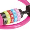 Kabelschloss, 4-Zahlen-Kombination, frei kodierbar, Länge: 65 cm, Farbe: pink