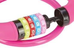 Kabelschloss, 4-Zahlen-Kombination, frei kodierbar, Länge: 65 cm, Farbe: pink
