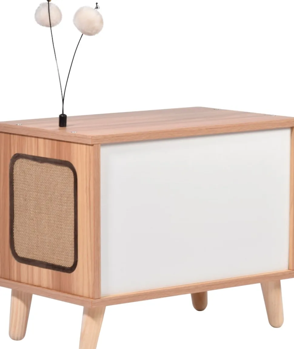 Katzenhöhle TV-Design mit Spielbällen, Jute-Fläche & Plüschkissen