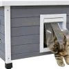 Kerbl Katzenhaus Rustica Katzenhütte Holz wei¤/grau Plexiglasfenster Katzenvilla
