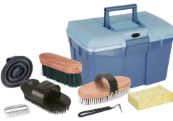 Kerbl Putzbox blau mit Inhalt für Pferde, Pferdebürsten Putzzeug blau