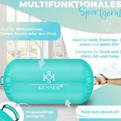 KESSER® Aufblasbare Air Roll Airtrack, Gymnastik-Rolle | inkl. Tragetasche & elektr. Luftpumpe | Barrel Gymnastik Tumbling | Yoga Gymnastik Rolle Gymnastikmatte, Fitnessrolle