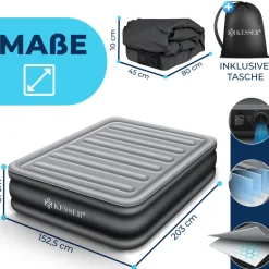 KESSER® Aufblasbare Matratze Luftbett mit eingebauter elektrischer Pumpe integrierte erhöhte aufblasbare Matratze für Übernachtungsgäste mit Aufbewahrungstasche