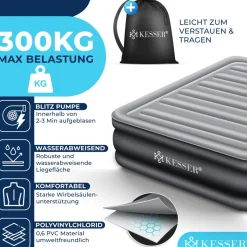KESSER® Aufblasbare Matratze Luftbett mit eingebauter elektrischer Pumpe integrierte erhöhte aufblasbare Matratze für Übernachtungsgäste mit Aufbewahrungstasche