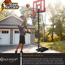 KESSER® Basketballkorb Premium mit Ständer Rollen Inkl. Basketball + Pumpe verstellbare Korbhöhe 230 bis 305 cm höhenverstellbar Korbanlage Outdoor komplett Basketballanlage für Erwachsene Kinder