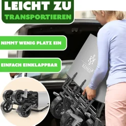 KESSER® Bollerwagen faltbar GT9000 Handwagen mit Dach | Transportwagen max. belastbar bis 150kg mit Hartgummi-Räder & Feststellbremsen (Vorne & Hinten) | Inkl. Abdeckung, Wetter & Sichtschutz