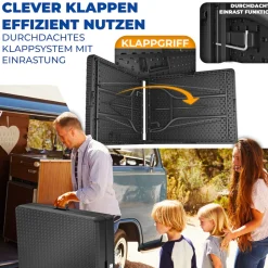 KESSER® Buffettisch Tisch klappbar Kunststoff 183x76 cm Rattan Optik Campingtisch Partytisch Klapptisch Gartentisch für Garten Terrasse und Balkon zusammenklappbar 6 Personen ink. Tragegriff