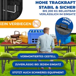 KESSER® Buffettisch Tisch klappbar Kunststoff 183x76 cm Rattan Optik Campingtisch Partytisch Klapptisch Gartentisch für Garten Terrasse und Balkon zusammenklappbar 6 Personen ink. Tragegriff