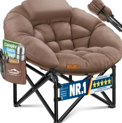 KESSER® Campingstuhl Chillexer faltbar 150 Kg Klappstuhl ultraleicht und breit, dickes Polster mit bequemen Kissen und Seitentasche, Cover, Outdoor + Indoor - rund, Camping, Angeln, Festival, Strand