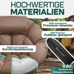 KESSER® Campingstuhl Chillexer faltbar 150 Kg Klappstuhl ultraleicht und breit, dickes Polster mit bequemen Kissen und Seitentasche, Cover, Outdoor + Indoor - rund, Camping, Angeln, Festival, Strand