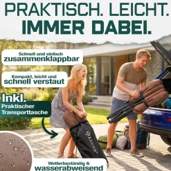 KESSER® Campingstuhl Chillexer faltbar 150 Kg Klappstuhl ultraleicht und breit, dickes Polster mit bequemen Kissen und Seitentasche, Cover, Outdoor + Indoor - rund, Camping, Angeln, Festival, Strand