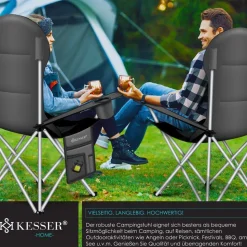 KESSER® Campingstuhl faltbar bis 150 kg Angelstuhl Faltstuhl Klappstuhl Gepolstert mit Armlehnen, Getränkehalter + Tasche mit hoher Rückenlehne, Strandstuhl, Klapphocker