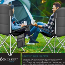 KESSER® Campingstuhl faltbar bis 150 kg Angelstuhl Faltstuhl Klappstuhl Gepolstert mit Armlehnen, Getränkehalter + Tasche mit hoher Rückenlehne, Strandstuhl, Klapphocker