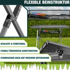 KESSER® Campingtisch faltbar Klapptisch mit Aluminiumrahmen Aufrollbare Tischplatte Falttisch klappbar 145x70x70cm bis 100kg inkl. Tragetasche mit Trageband & Netztasche