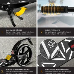 KESSER® Cityroller Scooter 205mm Räder PU Big Wheel - Pro-S Tretroller mit Doppel Federung, City-Roller Scooter klappbar und Höhenverstellbar, Roller Kickscooter für Erwachsene und Kinder
