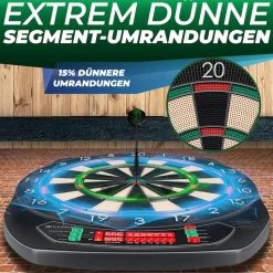KESSER® Elektronische Dartscheibe Profi Set - E Dartboard mit 15 Dartpfeile + 35 Pro Flights 100 Pfeilspitzen + Zubehör Dart für 1 bis 8 Spieler Innovativer elektronisch Dartautomat mit 65 Varianten