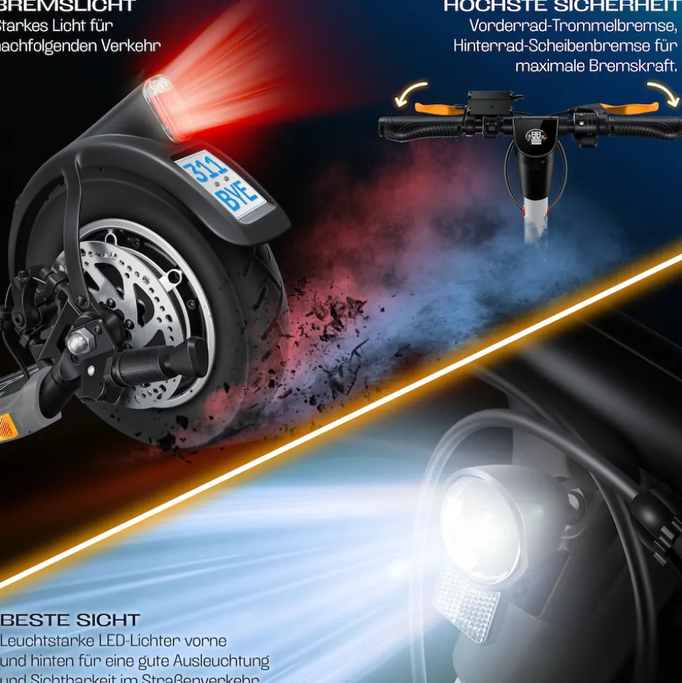 KESSER® E-Scooter mit Straßenzulassung 40km Reichweite Faltbarer Elektro 36V / 10 Ah Batterie Roller Belastung bis 120kg 450W Motor 10" Reifen LCD-Display und universelle Smartphonehalterung
