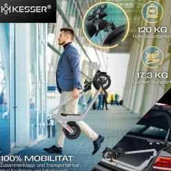KESSER® E-Scooter mit Straßenzulassung 40km Reichweite Faltbarer Elektro 36V / 10 Ah Batterie Roller Belastung bis 120kg 450W Motor 10