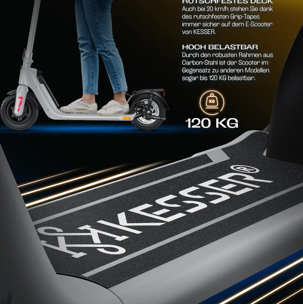 KESSER® E-Scooter mit Straßenzulassung 40km Reichweite Faltbarer Elektro 36V / 10 Ah Batterie Roller Belastung bis 120kg 450W Motor 10" Reifen LCD-Display und universelle Smartphonehalterung