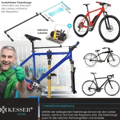 KESSER® Fahrradmontageständer Premium Profi 50kg - 360° drehbar für E-Bike, Mountainbike & Fahrrad, höhenverstellbarer Reparaturständer, mit Werkzeugablage, Tragetasche & Lenkerfixierung