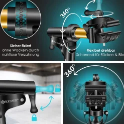 KESSER® Fahrradmontageständer Premium Profi 50kg - 360° drehbar für E-Bike, Mountainbike & Fahrrad, höhenverstellbarer Reparaturständer, mit Werkzeugablage, Tragetasche & Lenkerfixierung