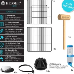 KESSER® Freigehege Gittergehege für Kaninchen aus Metallgitter XXL inkl. Tür & Trinkflasche Kleintiergehege Meerschweinchen Gehege Freilauf, Kleintierkäfig Laufgitter Hasenstall für Innen - draußen