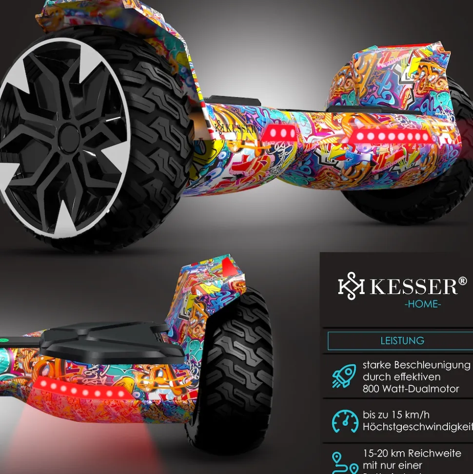KESSER® Hoverboard 8,5 Zoll 800 mit Bluetooth Lautsprecher, LED Licht, Kinder Sicherheitsmodus, Dual Motor, Smart Elektro Self Balance Board Hover E-Scooter