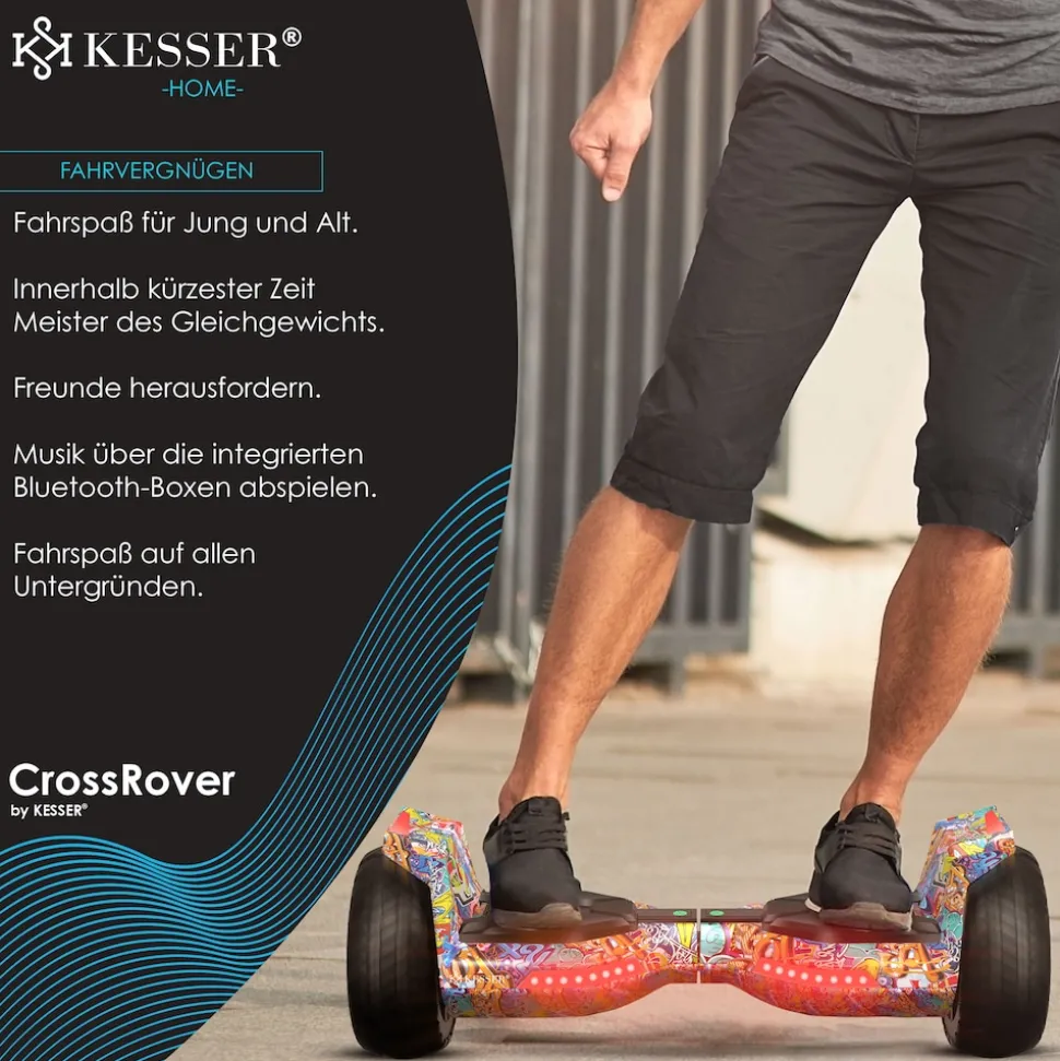 KESSER® Hoverboard 8,5 Zoll 800 mit Bluetooth Lautsprecher, LED Licht, Kinder Sicherheitsmodus, Dual Motor, Smart Elektro Self Balance Board Hover E-Scooter