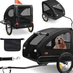 KESSER® Hundeanhänger Boxer 2-in-1 Hundebuggy Fahrradanhänger groß ca. 250L Volumen - Inkl. Fahne und Tasche - 600D Oxford Canvas, KlappbarSmartSpace Concept, maximale Belastbarkeit: 45kg