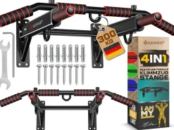 KESSER® 4in1 Klimmzugstange zur Wandmontage rutschfesten Griffen zusätzliche Funktion für Seile Ringe und Boxsäcke mit verschiedenen Griffpositionen | sicher & stabil | Pull Up Bar für zuhause